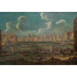 Flemish school, attributed to Peter Casteels II (ca. 1650-1701): Harbor view, 17th/18th C.