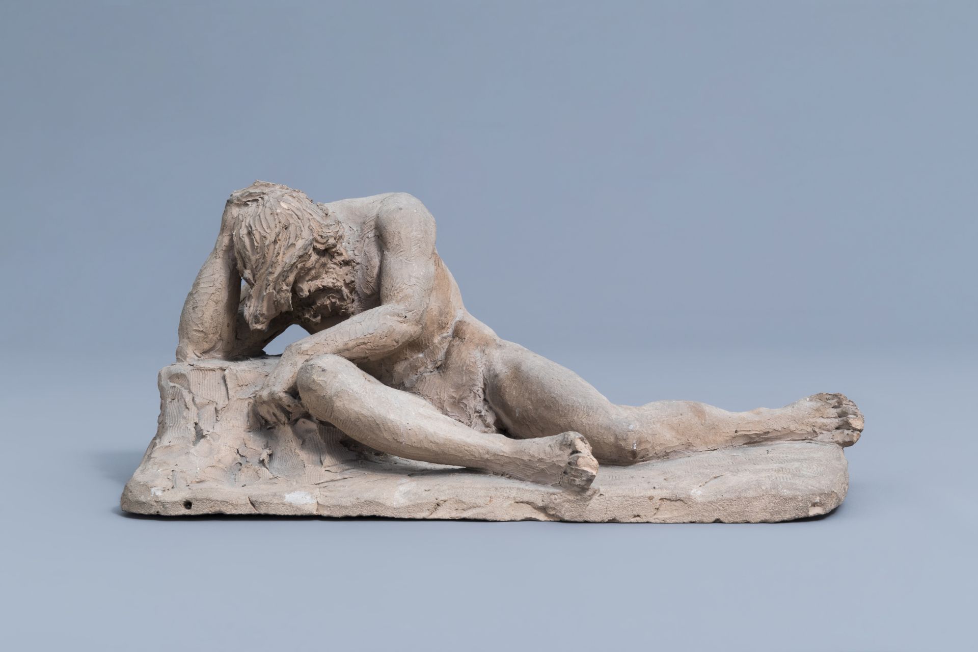 Prosper Drion (1822-1906): Academic study, terracotta, dated 1945 - Image 2 of 8