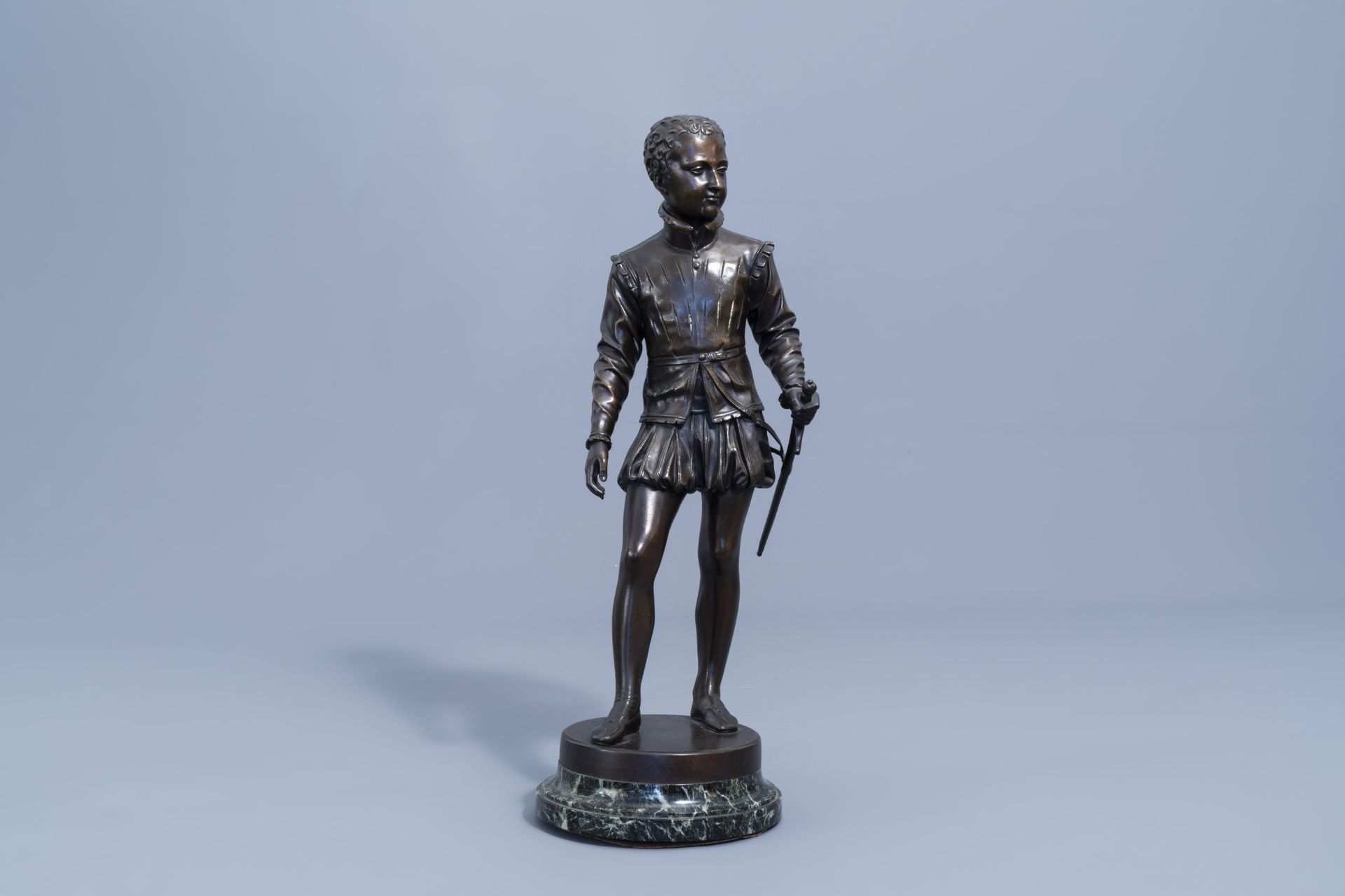 Franois Joseph Bosio (1768-1845, after): 'Henri IV', bronze on vert de mer marble base, 19th/20th C - Image 2 of 7