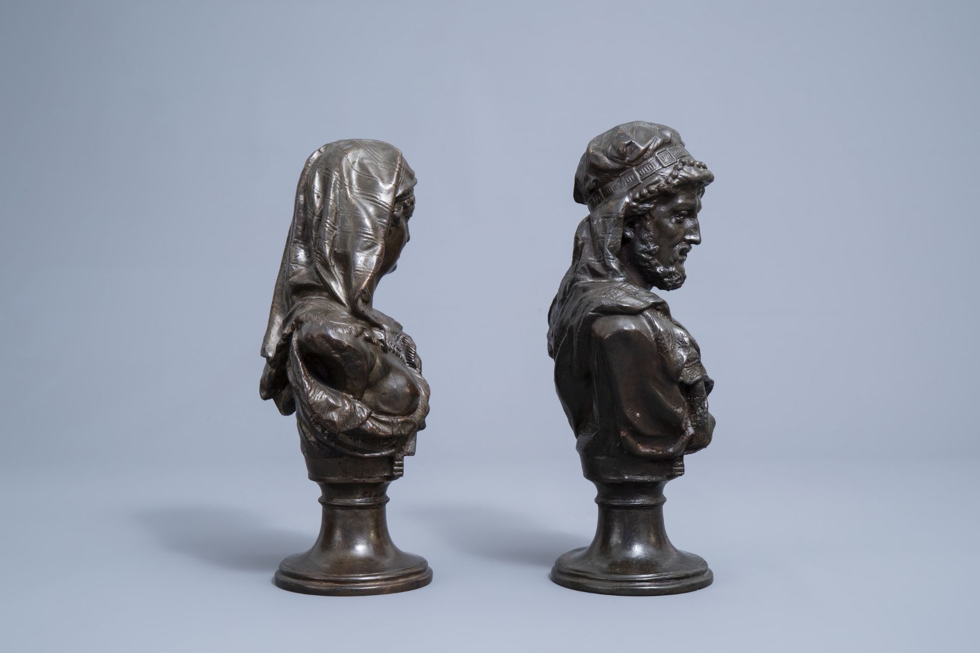 Johannes Boese (1856-1917, after): A pair of busts of a Moorish man and woman, copper alloy, dated 1 - Image 3 of 9