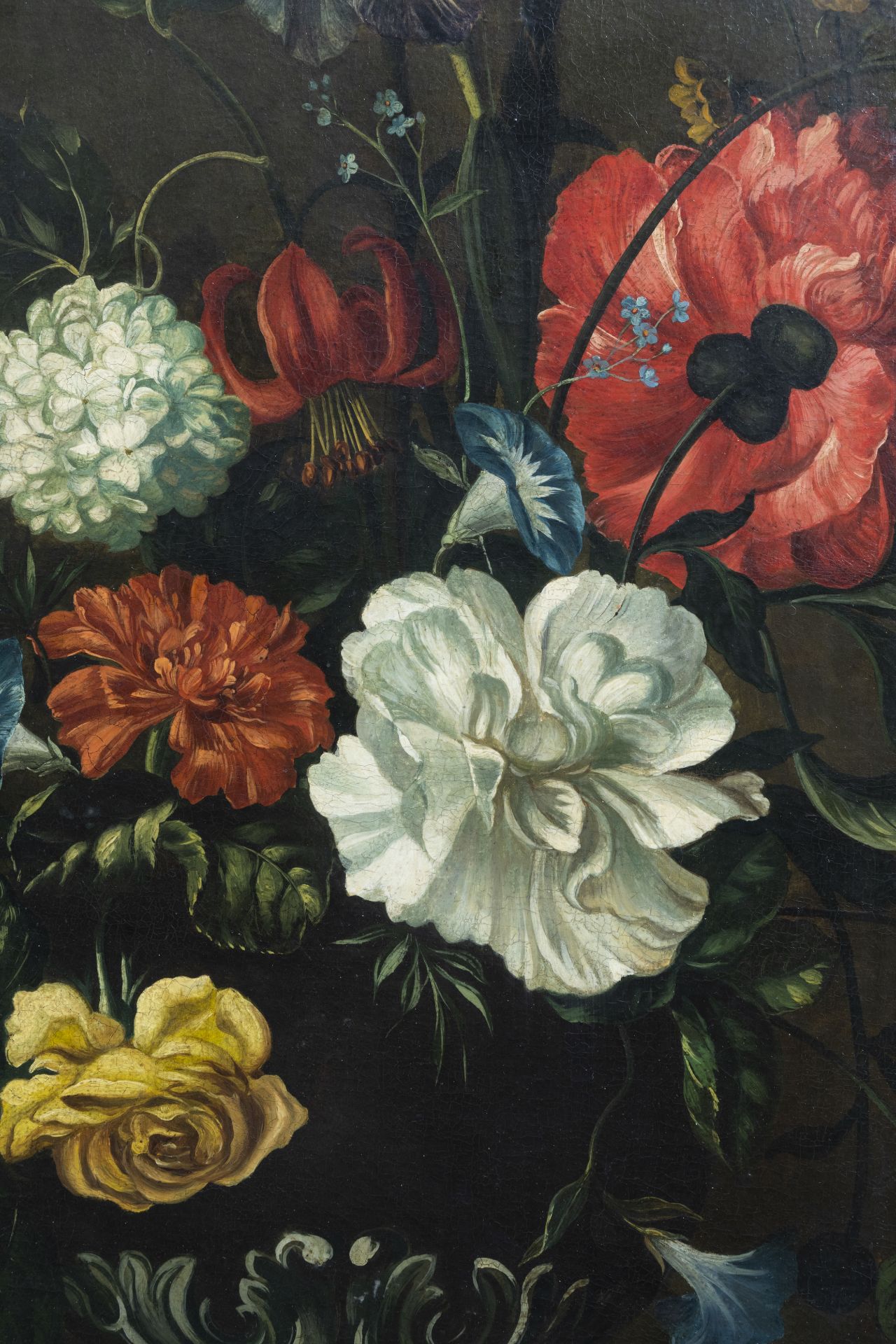 Dutch School: Still life of flowers, oil on canvas, 18th C. - Image 4 of 5