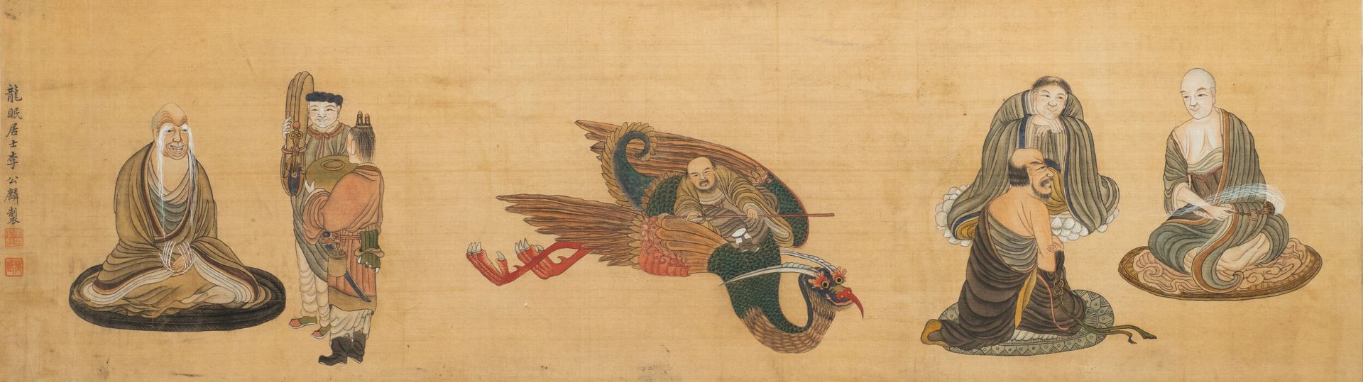 Chinese school, ink and colours on silk, 19th/20th C.: Immortals and their servants