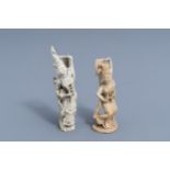 Two carved ivory figures of dancers, India, early 20th C.