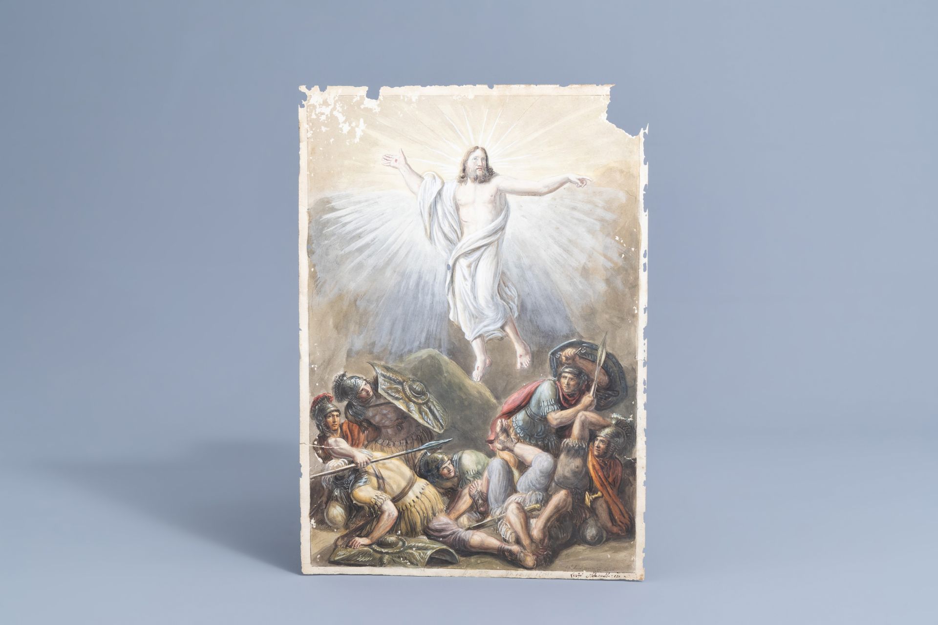 Luigi Ademollo (1764-1849): The resurrection of Christ, watercolour on paper, dated 1837 - Image 2 of 8