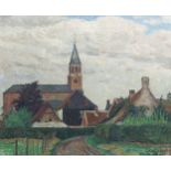Leon De Smet (1881-1966): View on the Sint-Martinuskerk in Sint-Martens-Leerne, oil on canvas