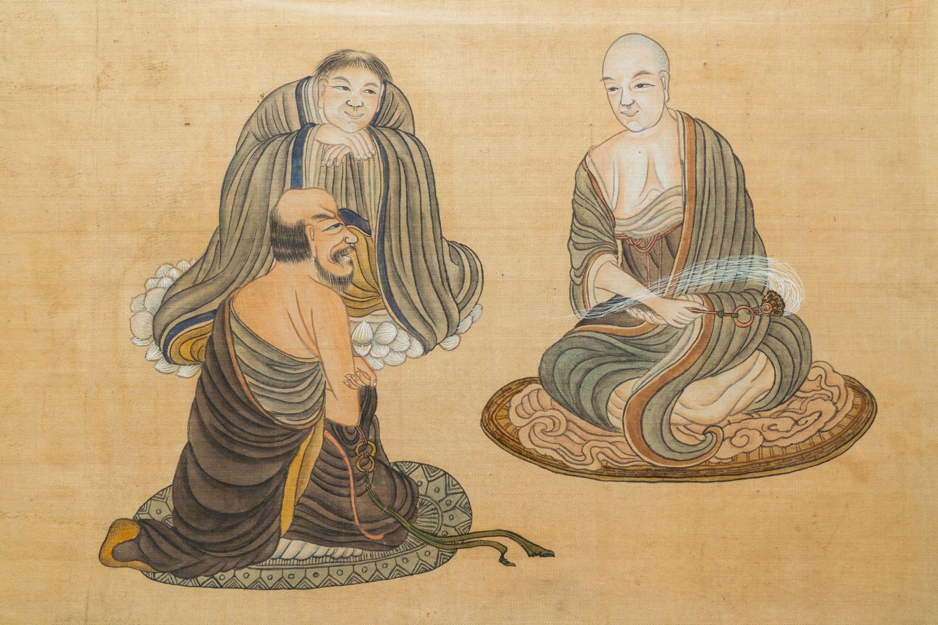 Chinese school, ink and colours on silk, 19th/20th C.: Immortals and their servants - Image 5 of 5