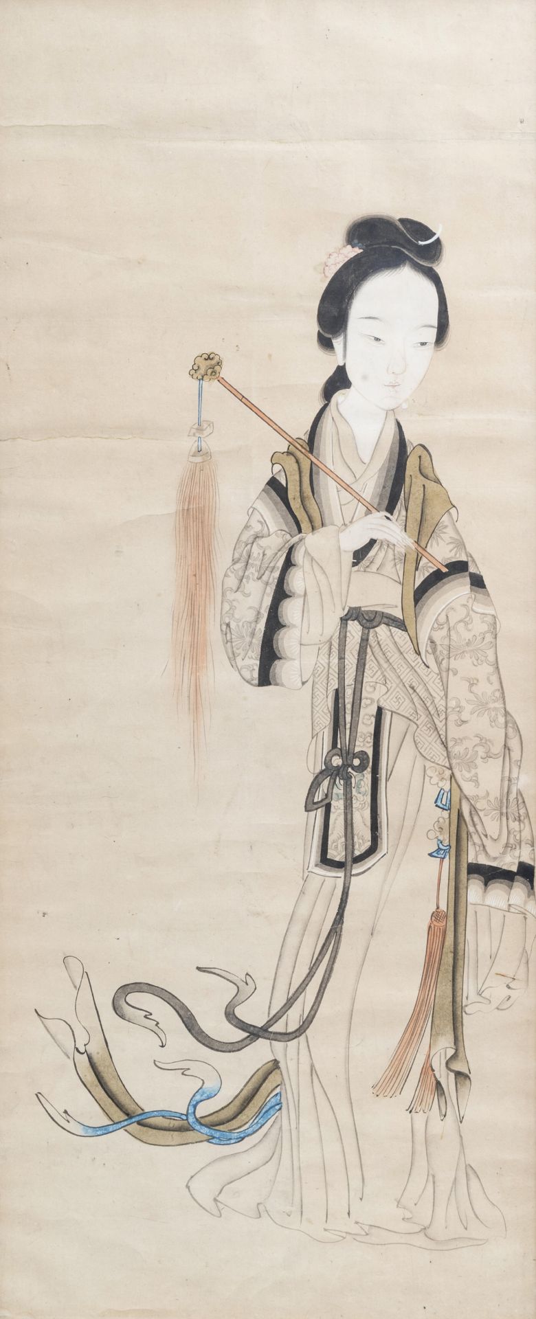 Chinese school, ink and colours on paper, Republic, 20th C.: Magu