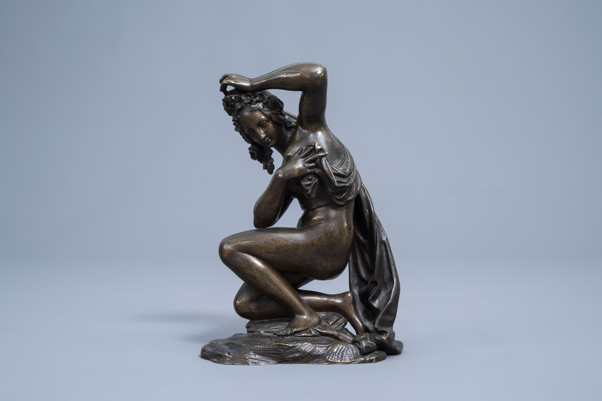 French school: Diana bathing, patinated bronze, 19th C. - Image 2 of 7