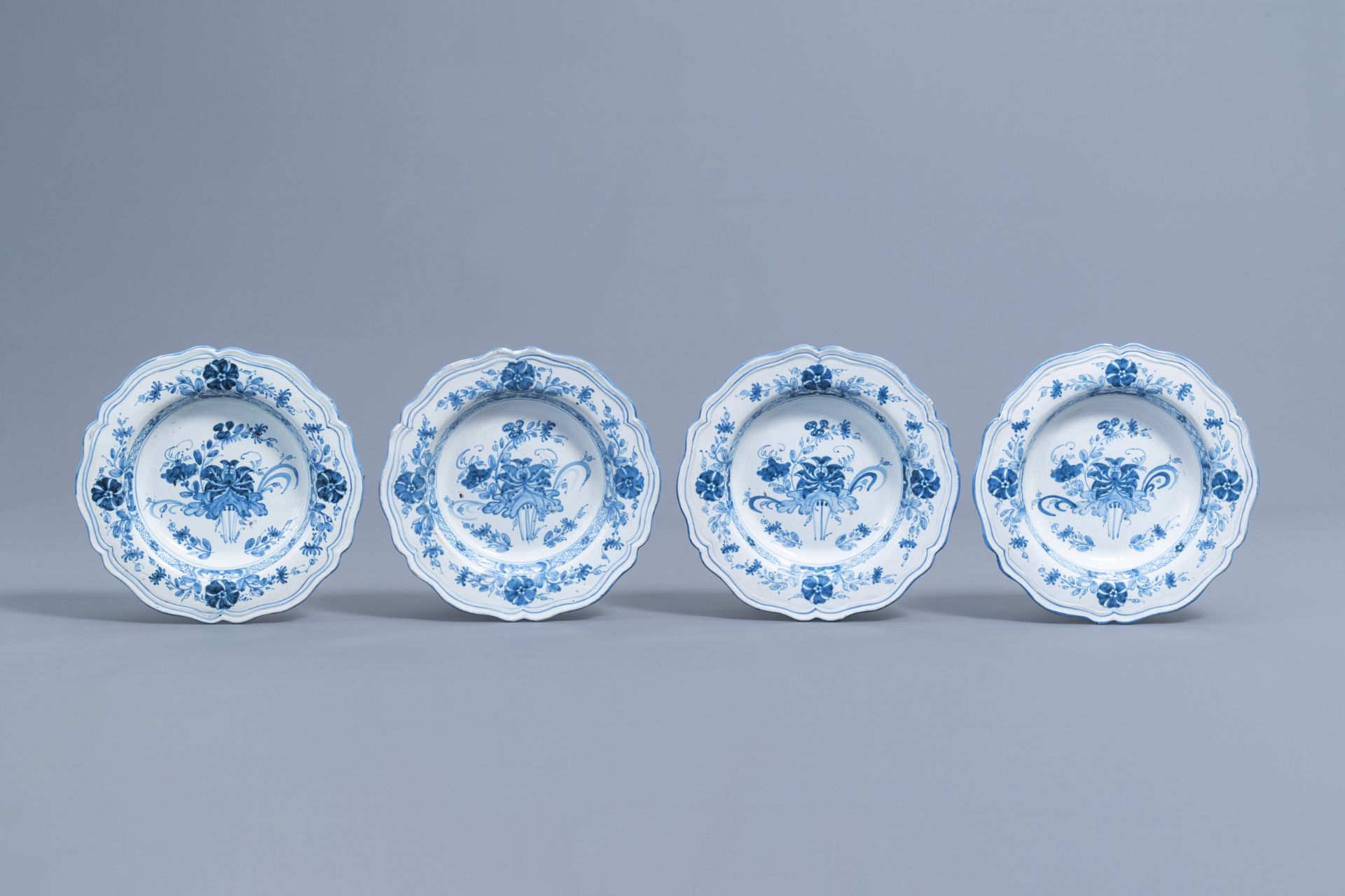 Six Italian blue and white deep plates and four flat plates, Ferniani, Milan, 18th C. - Image 3 of 14