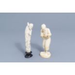 A Japanese ivory okimono and a Chinese figure of an immortal, 19th/20th C.