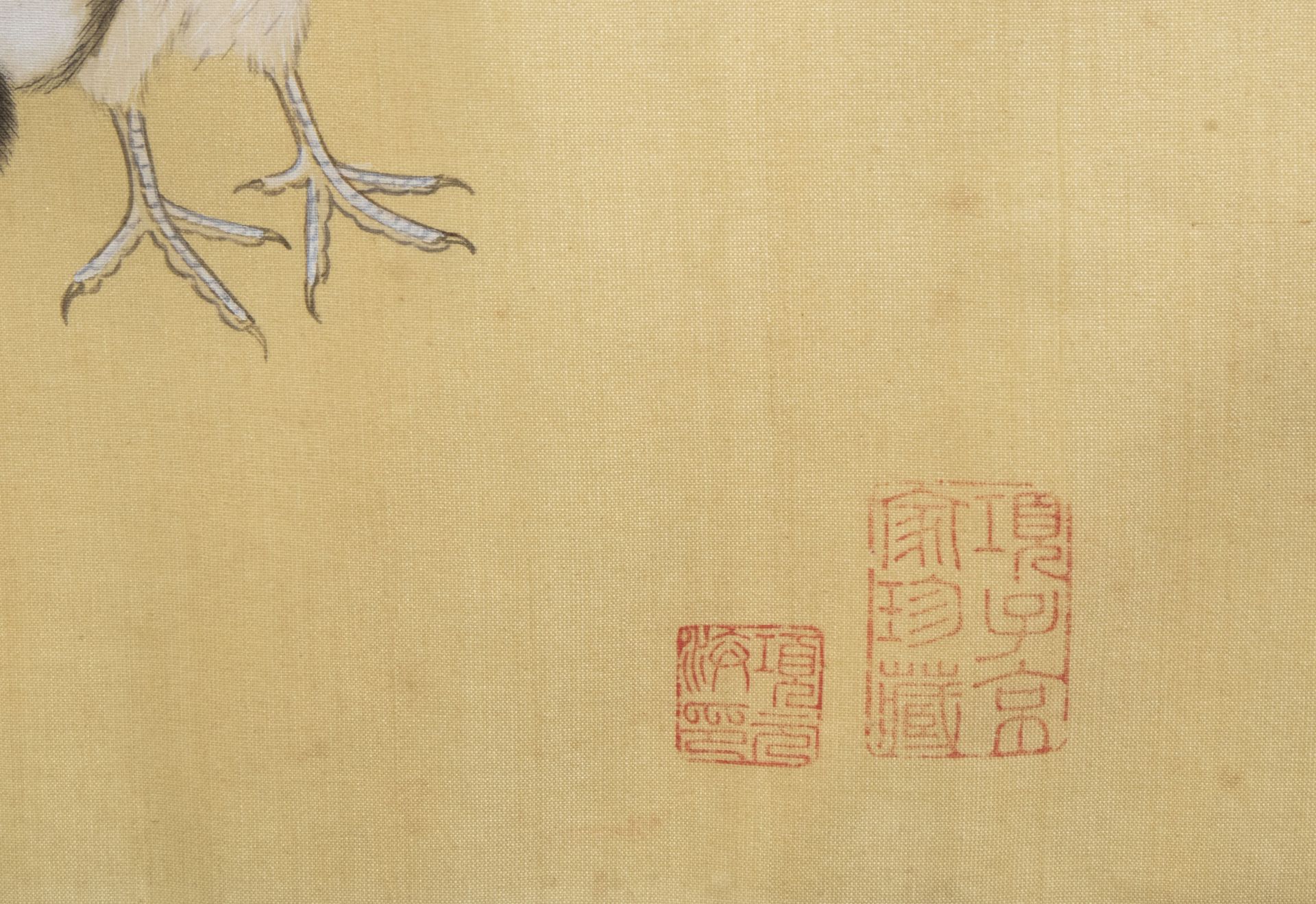 Chinese school, ink and colours on silk, 19th/20th C.: Ten paintings of birds between blossoms - Image 26 of 62