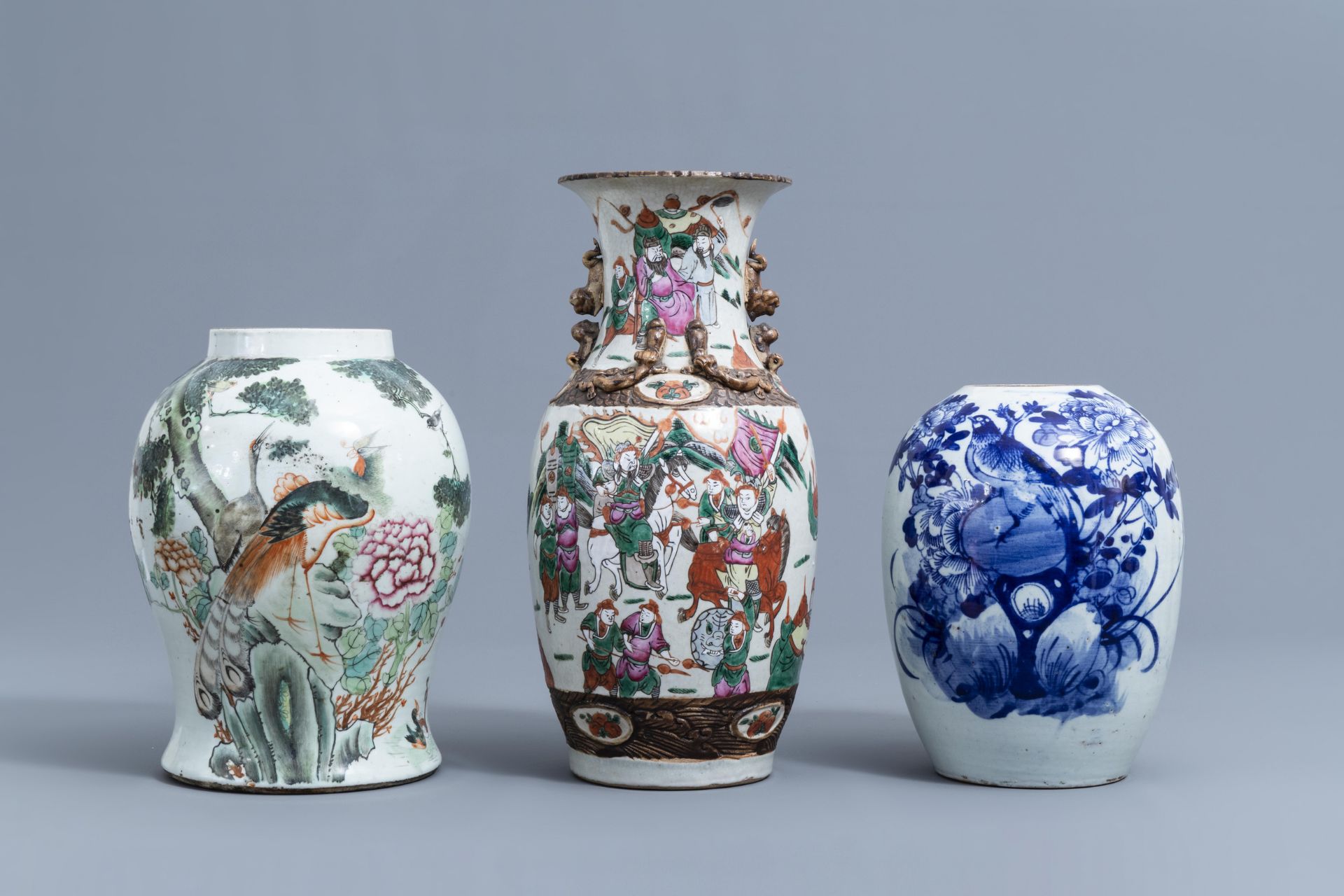 A varied collection of Chinese famille rose, iron red and blue and white porcelain, 19th/20th C. - Image 2 of 26