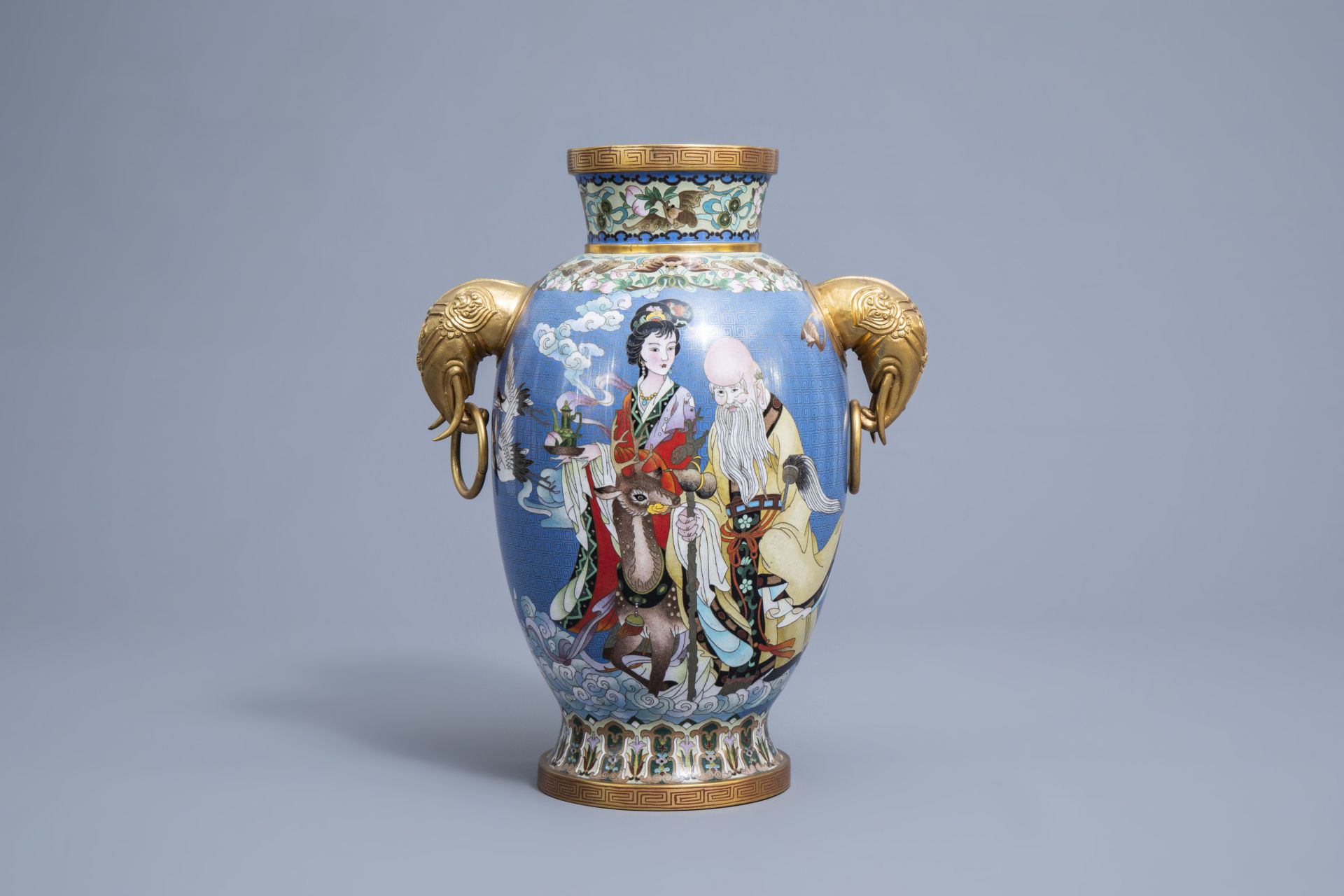 A Chinese cloisonne 'immortals' vase, 20th C. - Image 2 of 7
