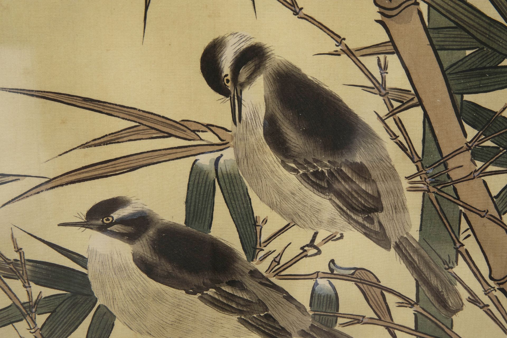 Chinese school, ink and colours on silk, 19th/20th C.: Ten paintings of birds between blossoms - Image 43 of 62