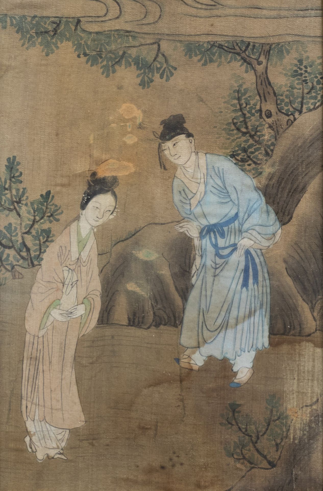 Chinese school, ink and colours on silk and pith paper, 18th/19th C.: Various paintings with figures - Image 10 of 12