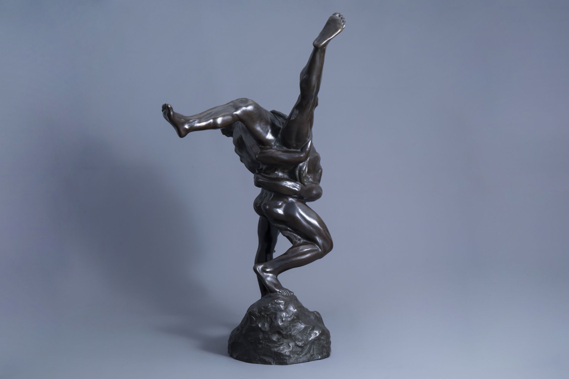Jef Lambeaux (1852-1908): 'Les lutteurs', patinated bronze - Image 3 of 9