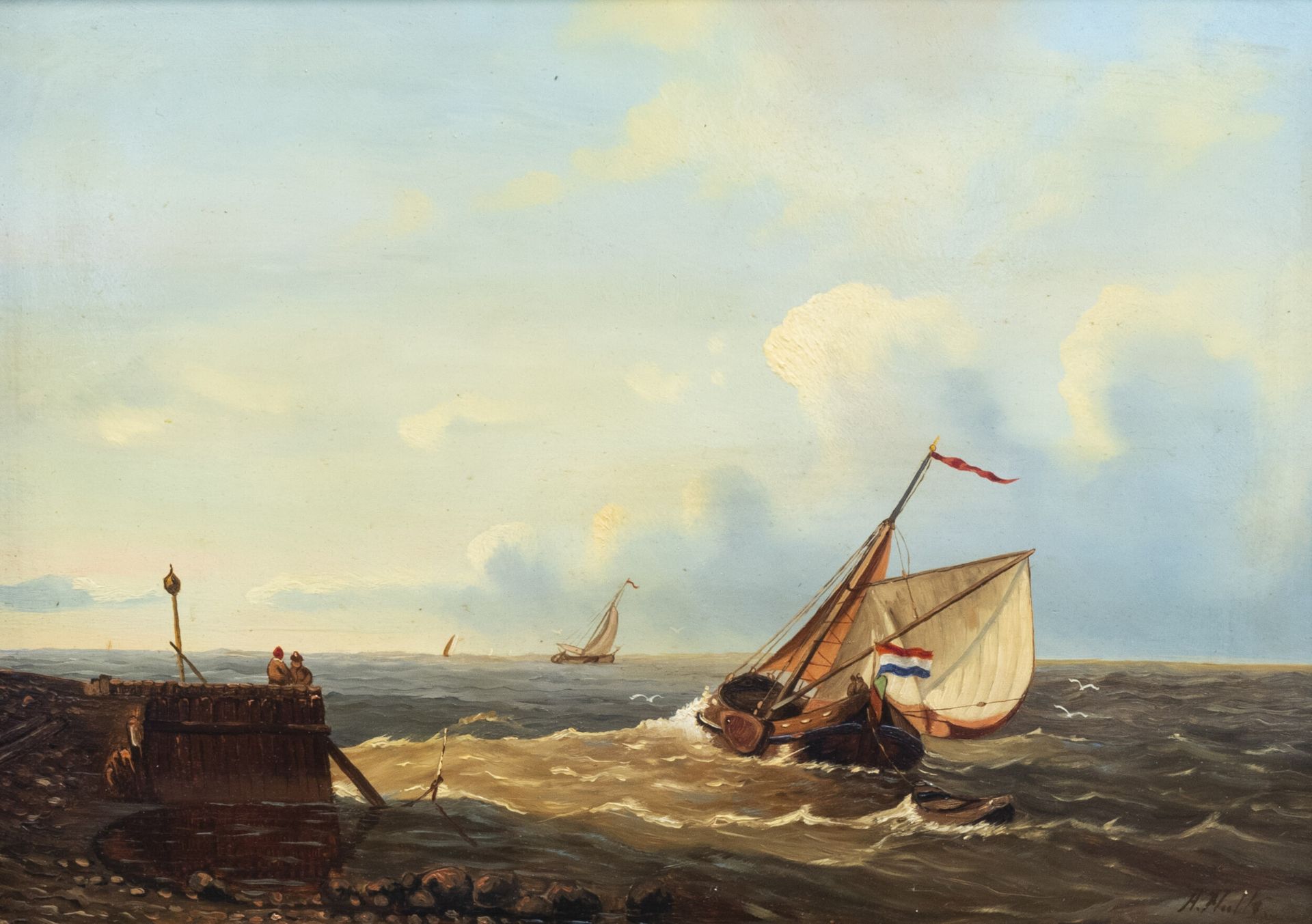 Abraham Hulk I (1813-1897, in the manner of): Marine, oil on panel