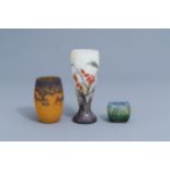 A Legras 'automne' vase, a p‰te de verre Frres Muller LunŽville vase and a Lorrain vase, France, 20