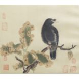 Chinese school, ink and colours on silk, 19th/20th C.: A bird on a branch