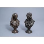 Johannes Boese (1856-1917, after): A pair of busts of a Moorish man and woman, copper alloy, dated 1