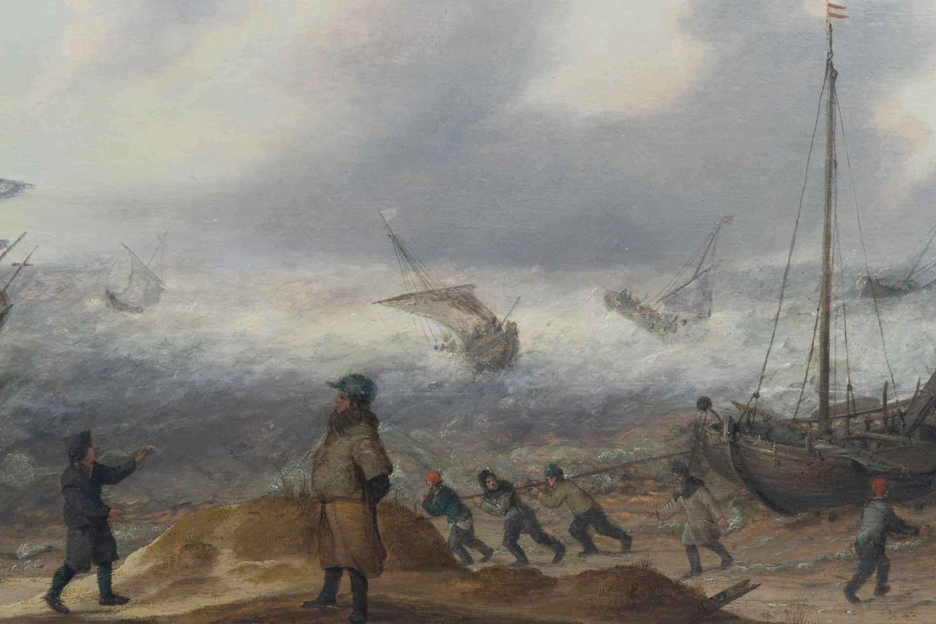 Adam Willaerts (1577-1664, signed with monogram A.W.): Spring tide, oil on panel - Image 6 of 7