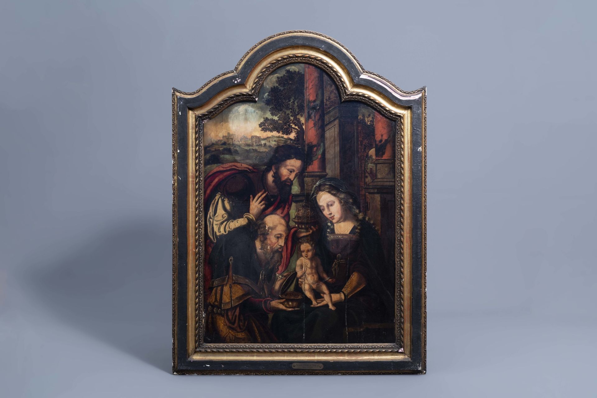 Flemish school: Adoration of the magi, oil on panel, 16th C. - Image 2 of 4