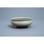 A Chinese Longquan celadon tripod censer, Ming