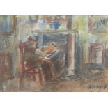 Alphons Vermeir (1905-1994): Lady in an interior, pastel on paper