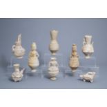 Eight various unglazed pottery urns and ewers, a.o. Thai, 14th C. and later