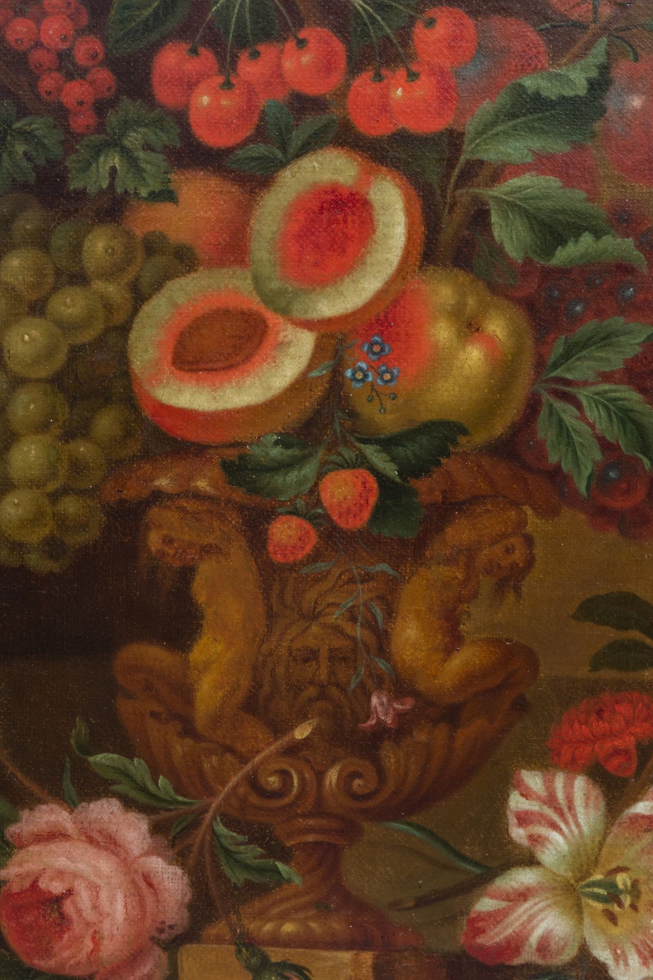 European school: Still life of flowers, oil on canvas, 19th C. - Image 4 of 6