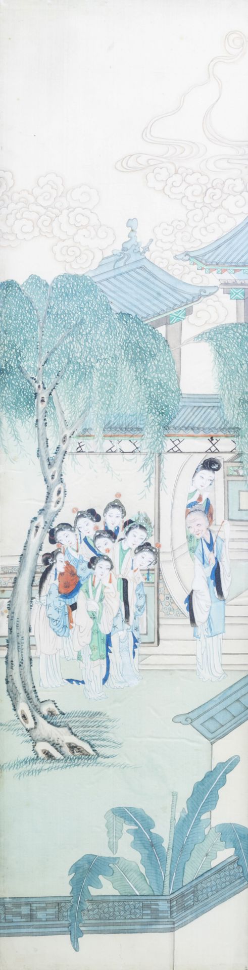 Chinese school, ink and colours on silk and pith paper, 18th/19th C.: Various paintings with figures - Image 4 of 12