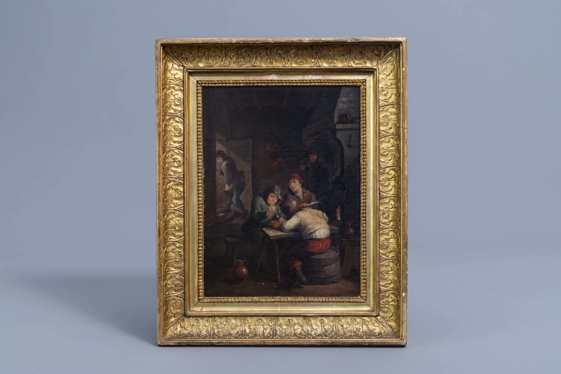 Flemish school, manner of Adriaen Jansz. van Ostade (1610-1685): Peasants in a tavern, 17th/18th C. - Image 2 of 5