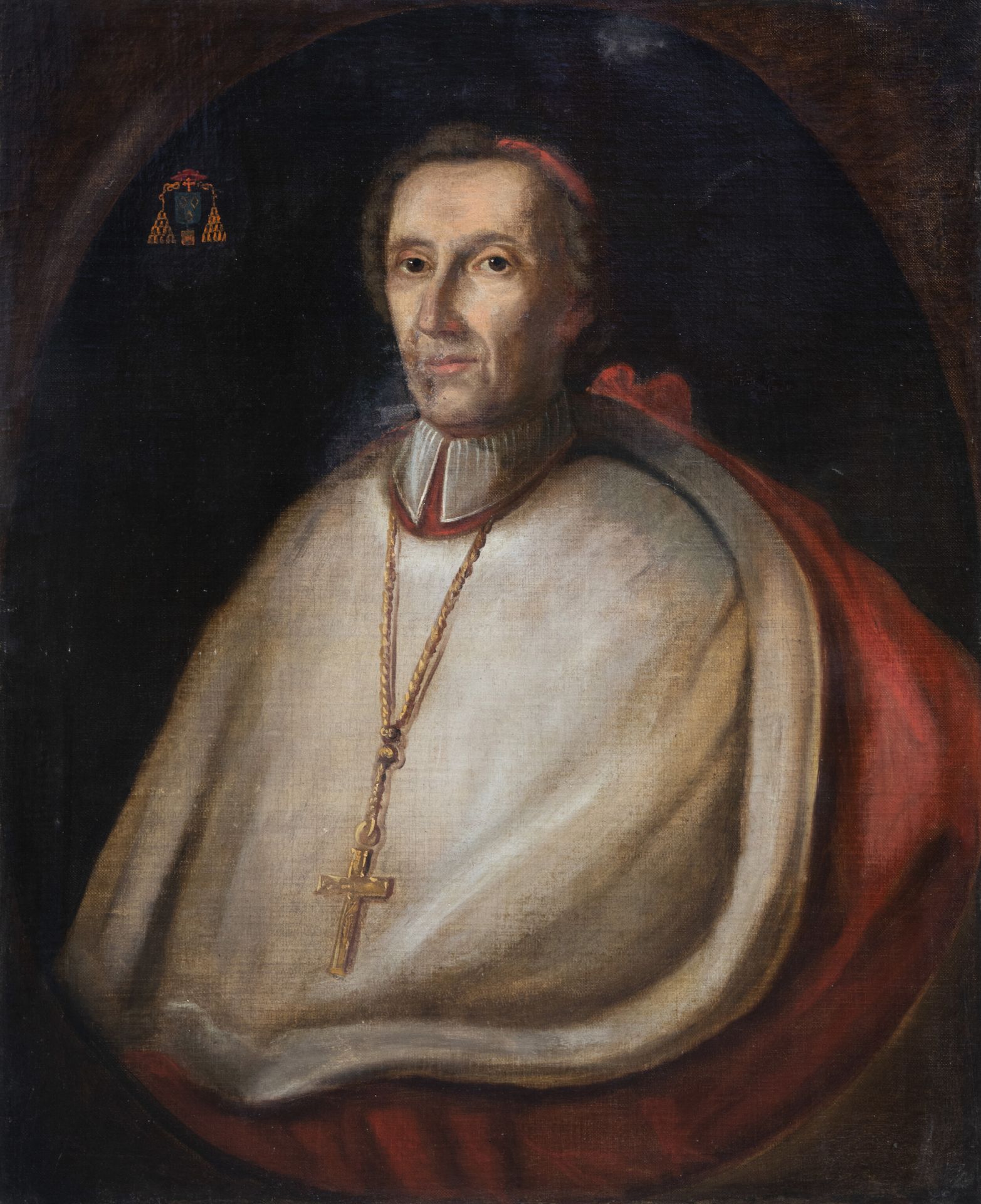 French school: Portrait of a cardinal, oil on canvas, 18th C.