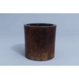 A Chinese wooden brush pot, Qing