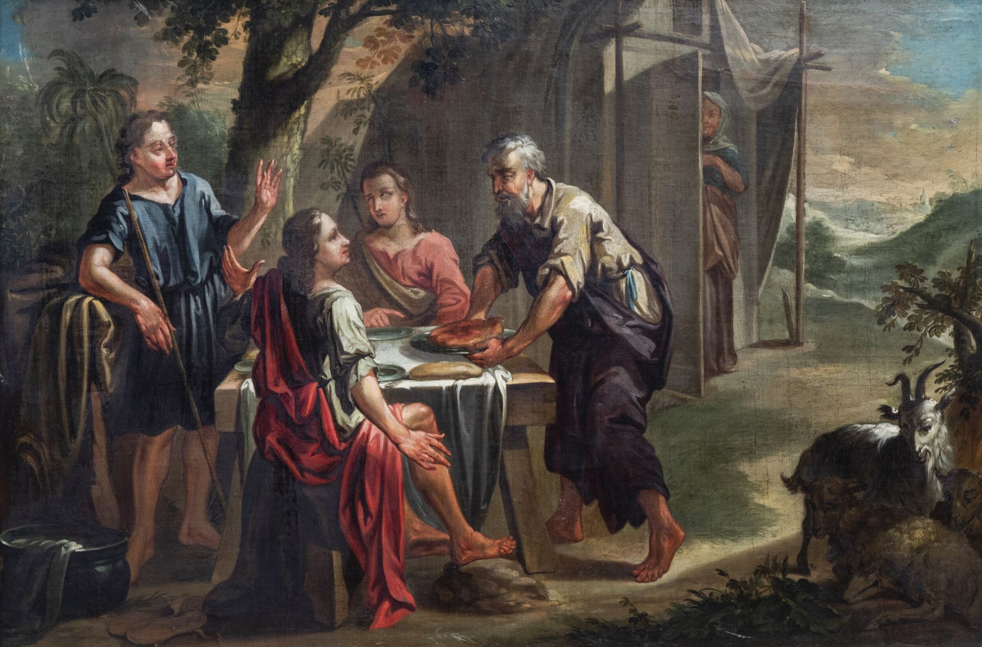 European school: The supper at Emmaus, oil on canvas, 18th/19th C.