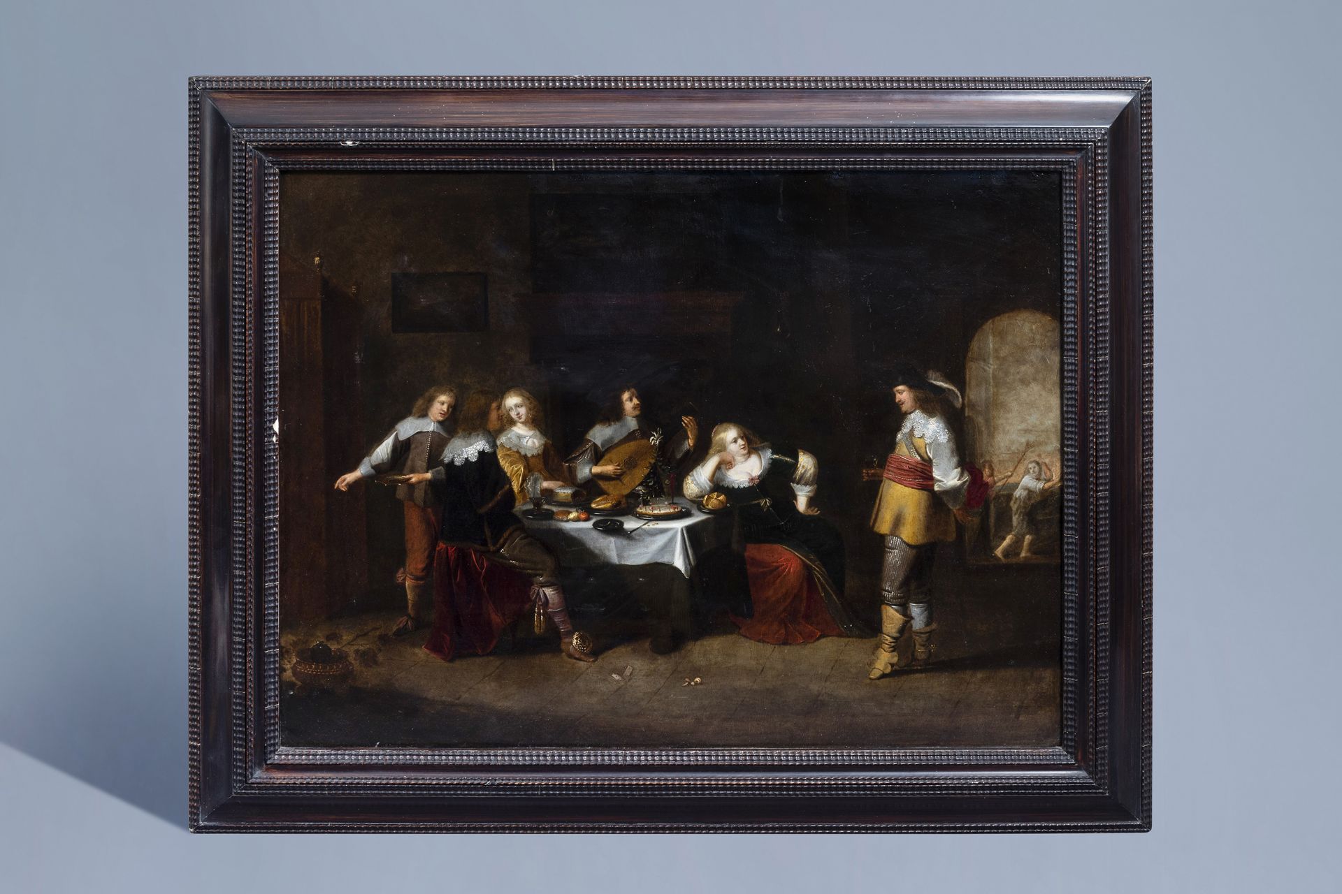 Christoffel van der Lamen (1606/07-1651/52): An elegant company in an interior, oil on copper - Image 2 of 5