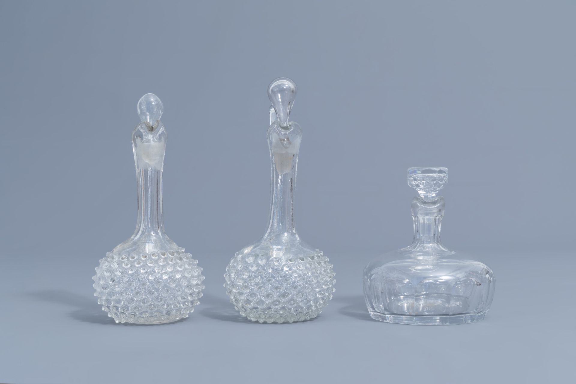 Five glass and crystal carafes, a.o. Verre de Lige, 18th C. and later - Image 5 of 17