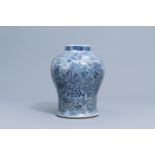 A Chinese blue and white baluster vase with phoenixes, Kangxi/Qianlong