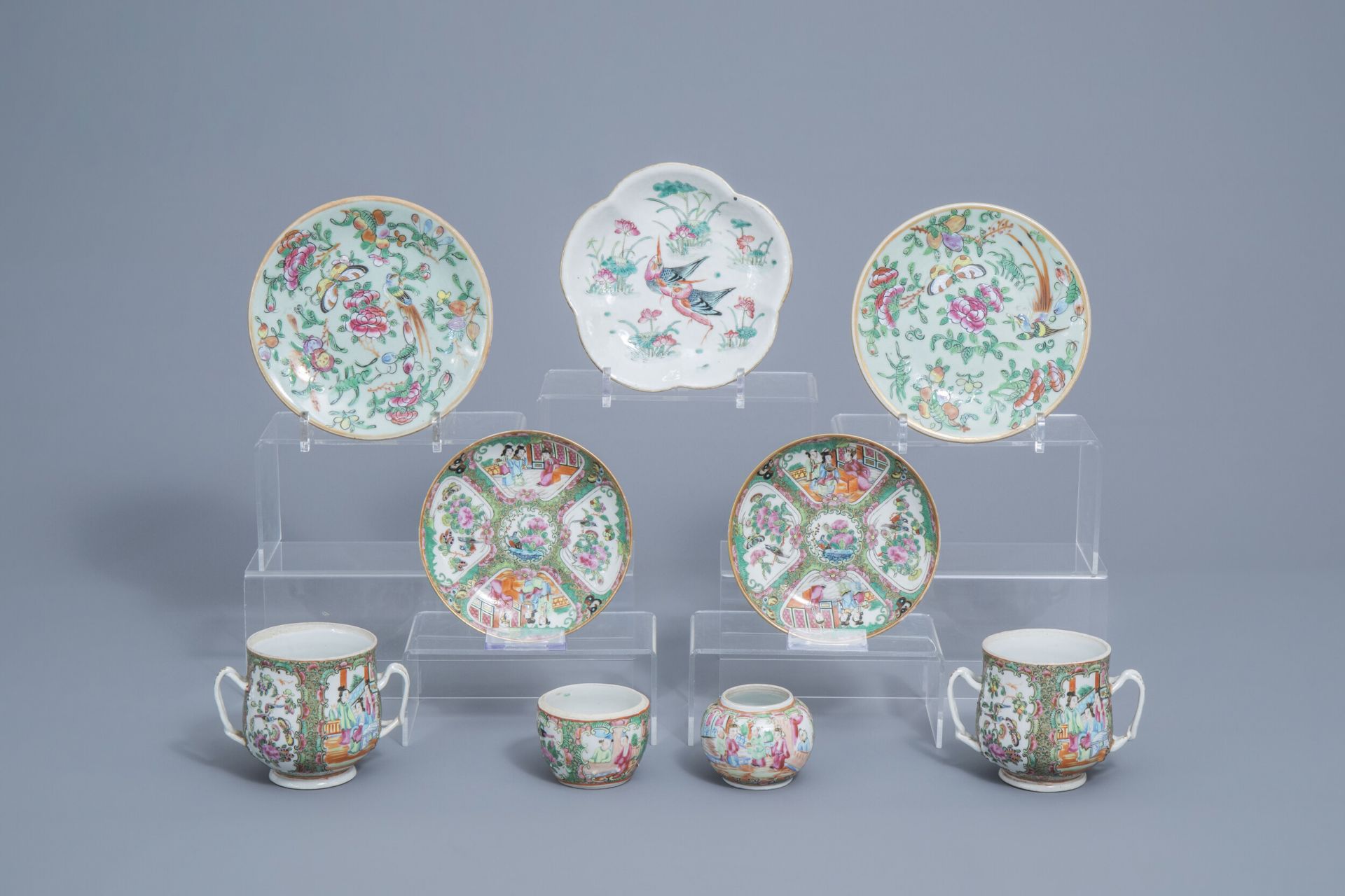 A varied collection of Chinse Canton and famille rose porcelain, 19th C.