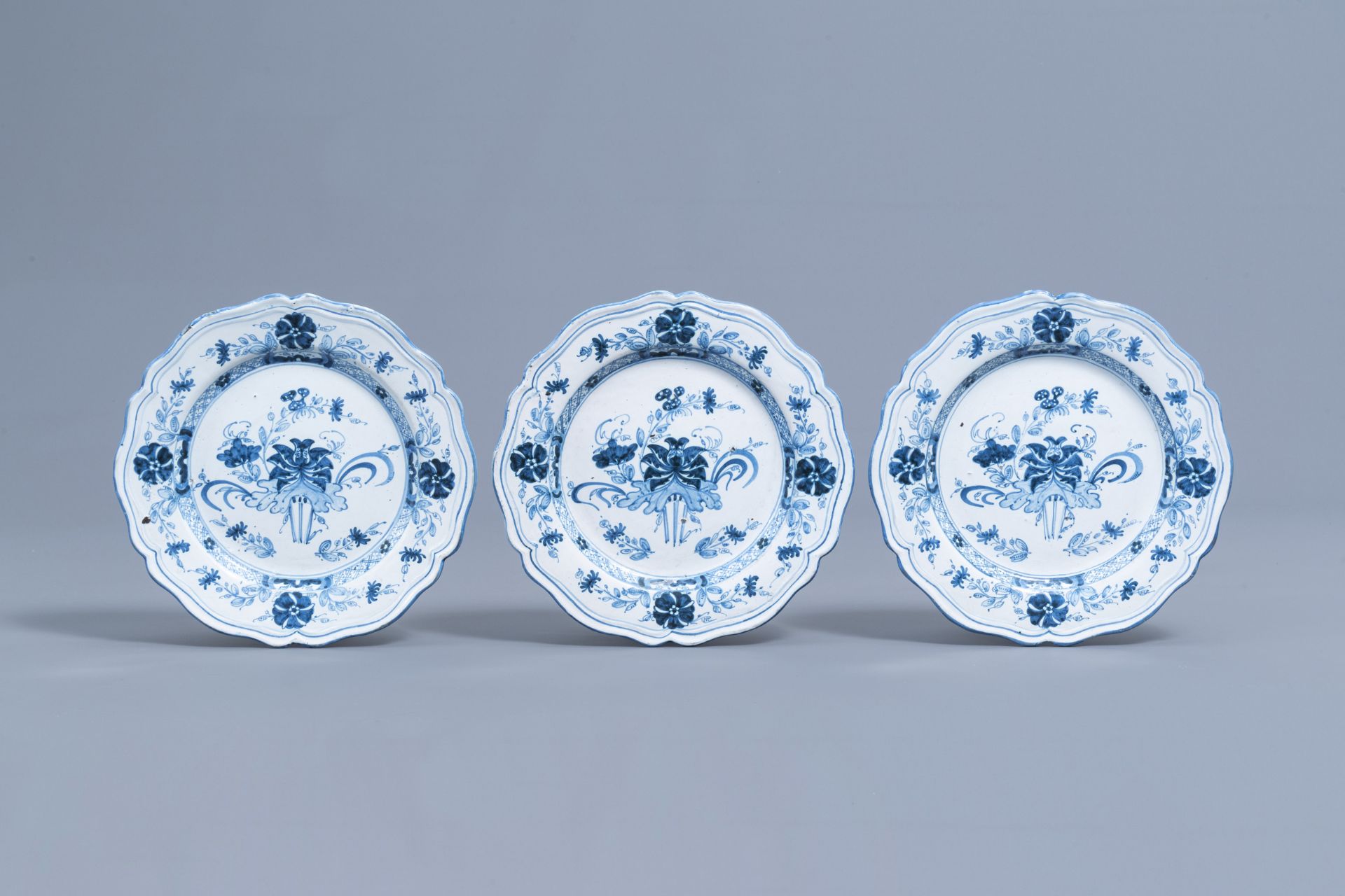 Six Italian blue and white deep plates and four flat plates, Ferniani, Milan, 18th C. - Image 7 of 14