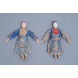 Two Chinese wooden opera or theater dolls, 19th C.
