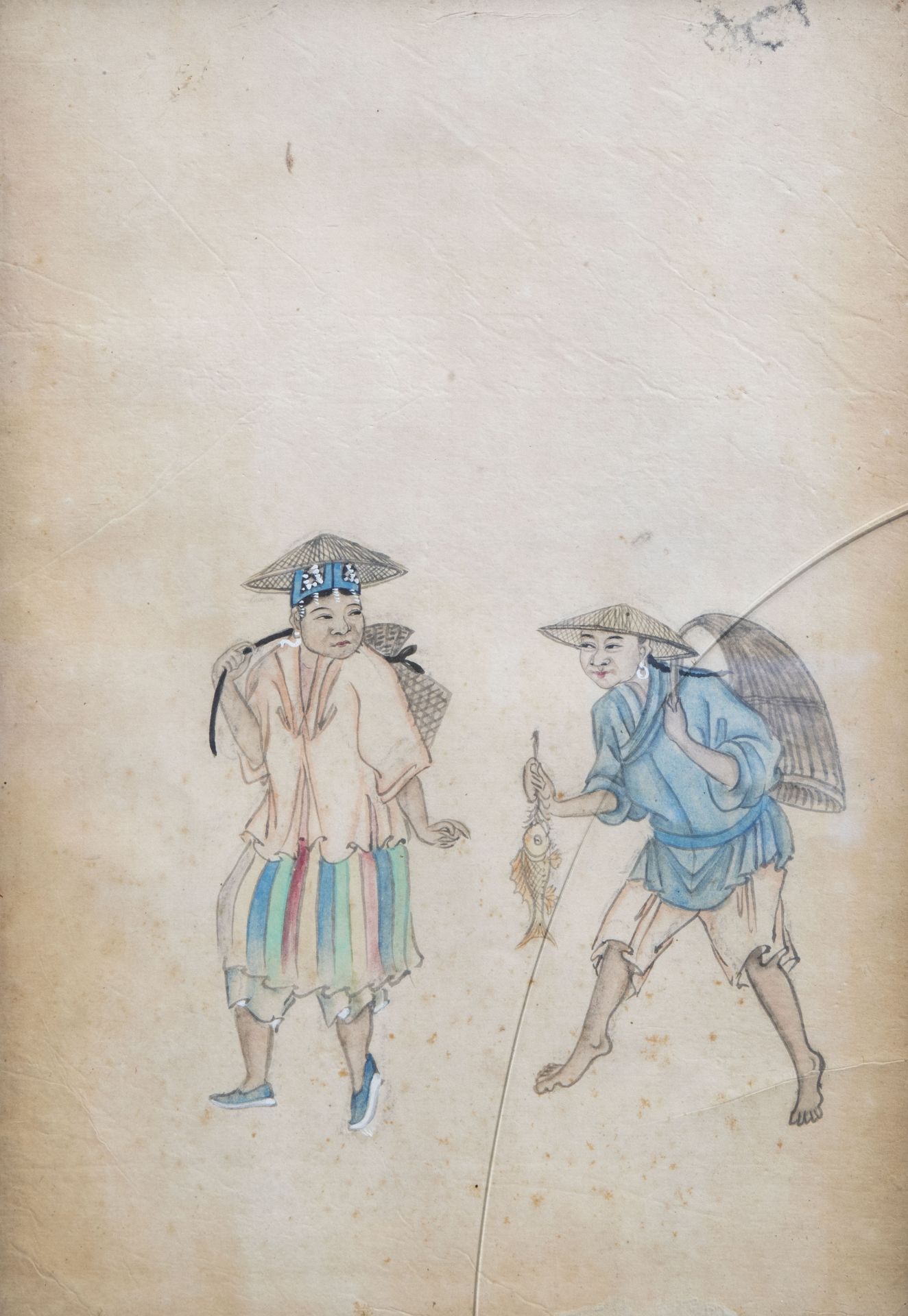 Chinese school, ink and colours on paper, early 20th C.: Six couples - Image 7 of 8