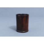 A Chinese wooden brush pot, Qing