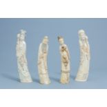 Four various Chinese carved ivory figures, first half of the 20th C.