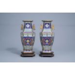 A pair of Chinese hexagonal cloisonne vases, Xuande mark, 19th/20th C.