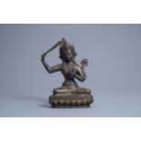 A Sino-Tibetan bronze figure of Manjusri, 19th/20th C.