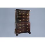 A George I Cuban mahogany chest-on-chest or tallboy, first half of the 18th C.