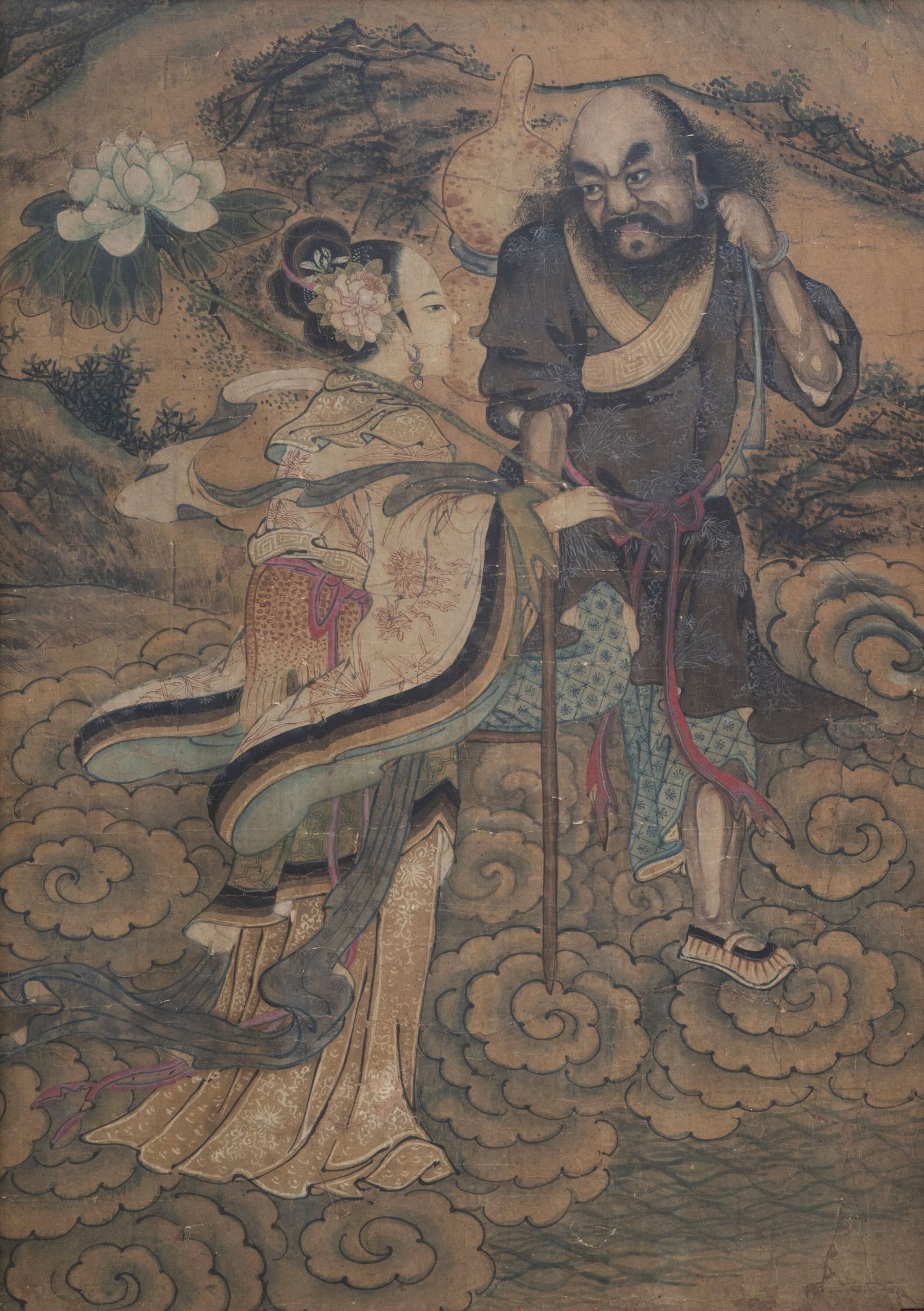 Chinese school, ink and colours on paper, 18th/19th C.: Li Tieguai and an Immortal