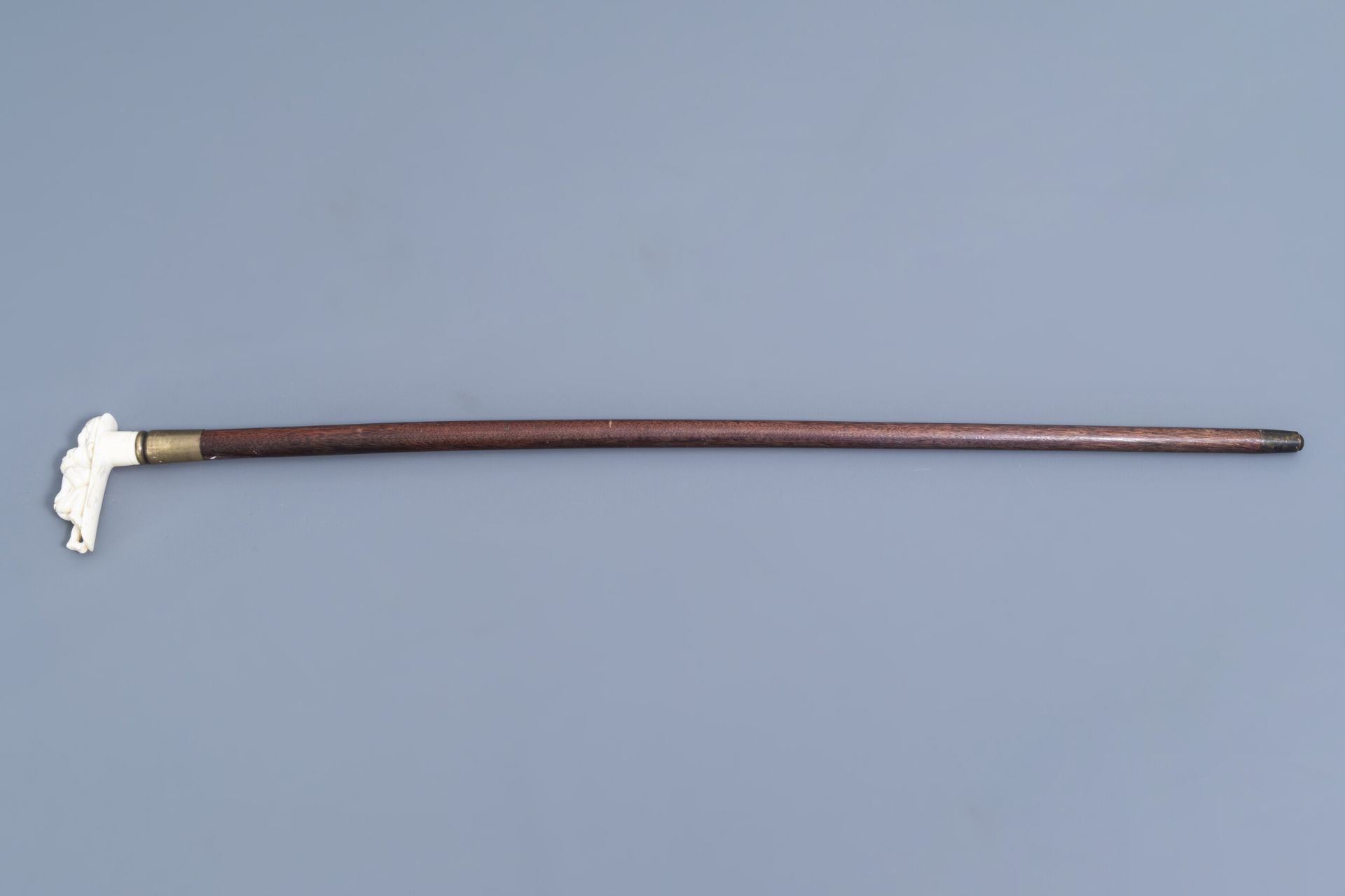 A Japanese erotic ivory handled walking stick, Meiji, ca. 1900