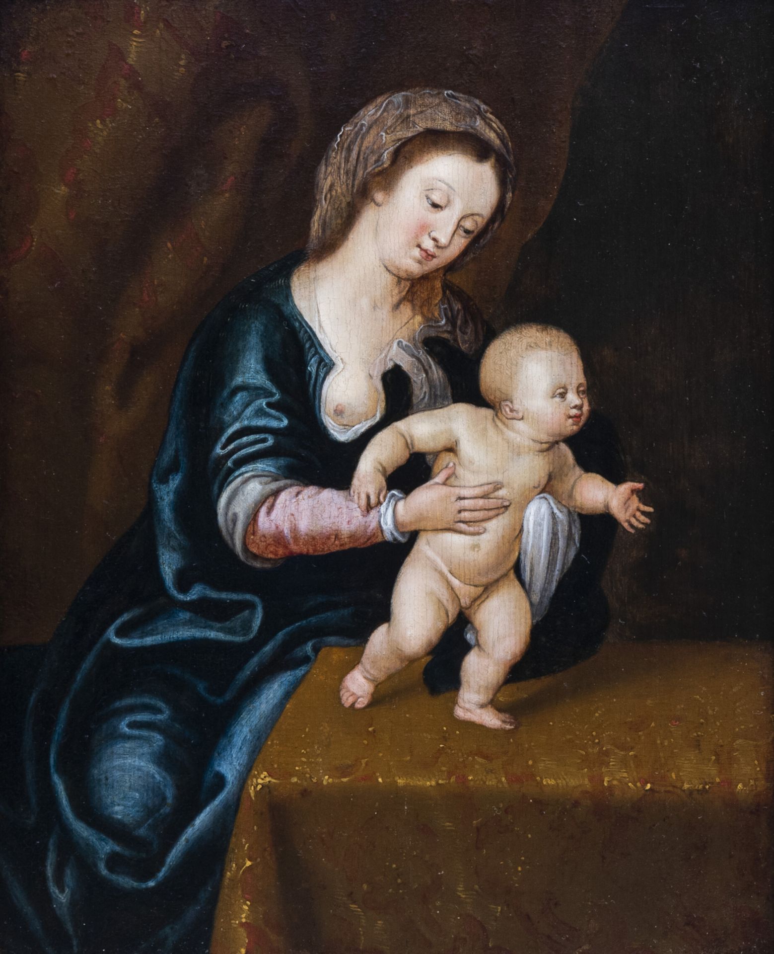Flemish school, follower of Bernard van Orley (1490-1542): Our Lady and child, early 17th C.